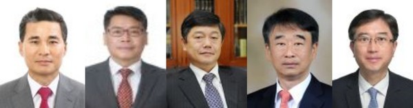 △(왼쪽부터) 구회근, 김용빈, 윤준, 오석준, 오영준 후보